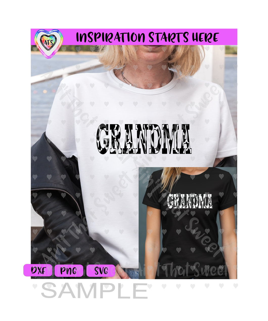 Grandma | Cowprint - Transparent PNG SVG DXF - Silhouette, Cricut, ScanNCut