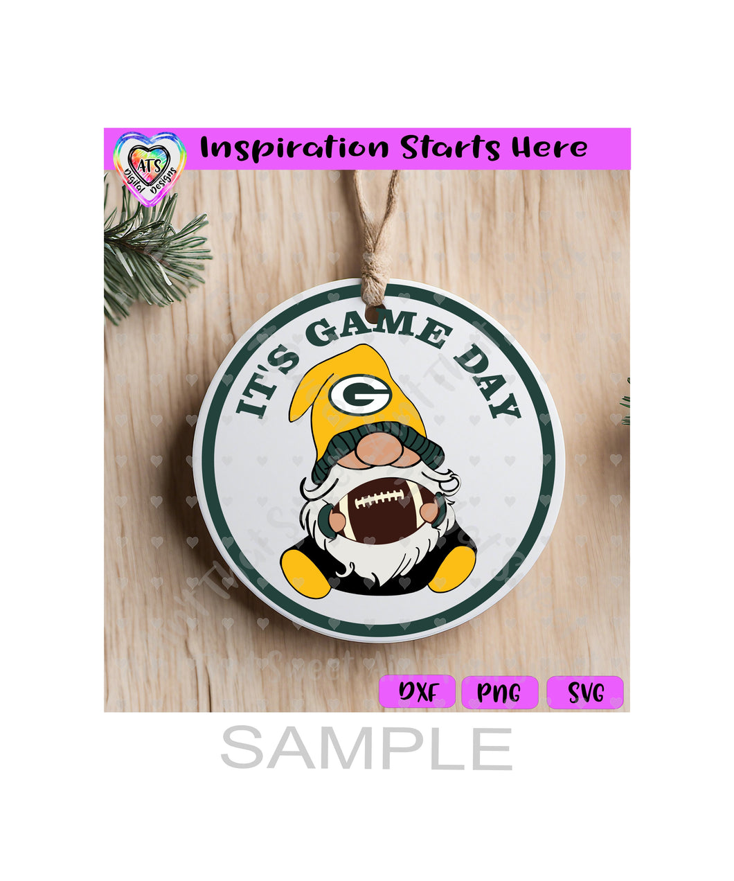 Football Gnome | Green Bay | Great For Ornament, Sign or on a Shirt - Transparent PNG SVG DXF - Silhouette, Cricut, ScanNCut