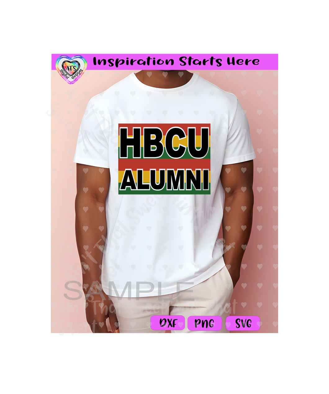 HBCU Alumni - Red Yellow Green Background  - Transparent PNG, SVG, DXF  - Silhouette, Cricut, Scan N Cut