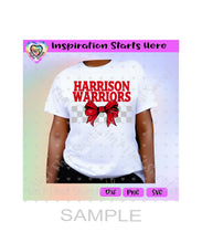 Harrison Warriors | Bow | Checkerboard Background - Transparent PNG, SVG, DXF - Silhouette, Cricut, ScanNCut