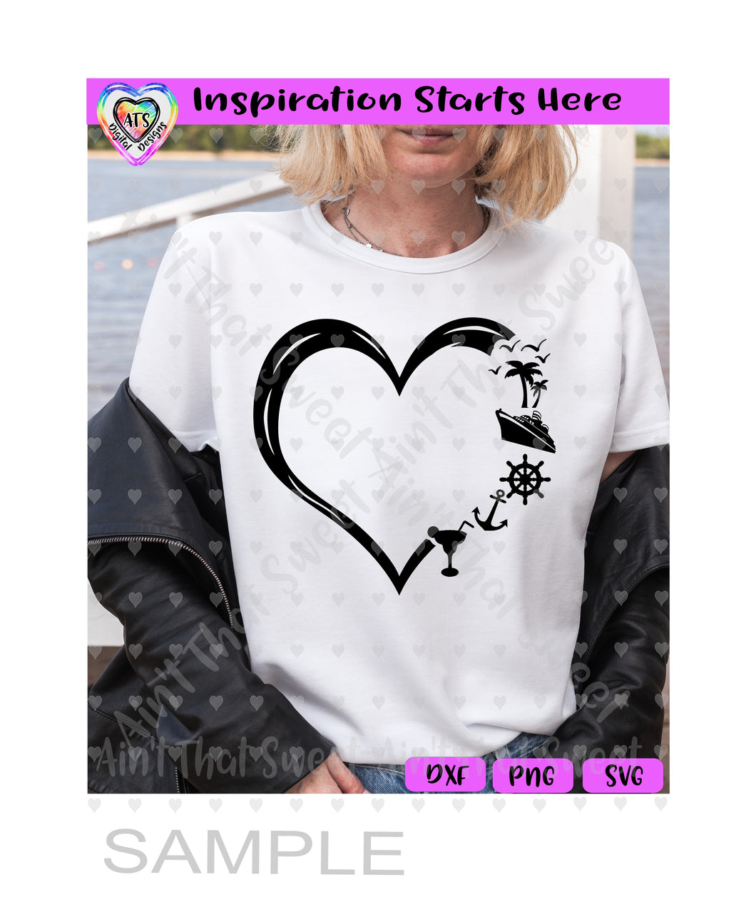 Heart | Birds, Palm Trees, Cruise Ship, Boat Steering Wheel, Anchor, Margarita - Transparent PNG SVG DXF - Silhouette, Cricut, ScanNCut