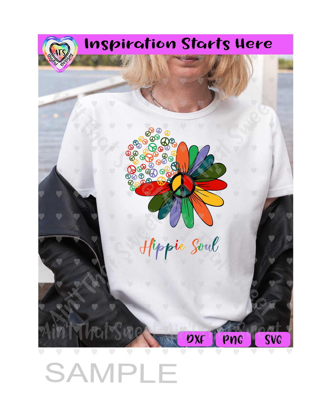 Hippie Soul | Floating Peace Symbols | Colorful Daisy - Transparent PNG SVG DXF - Silhouette, Cricut, ScanNCut