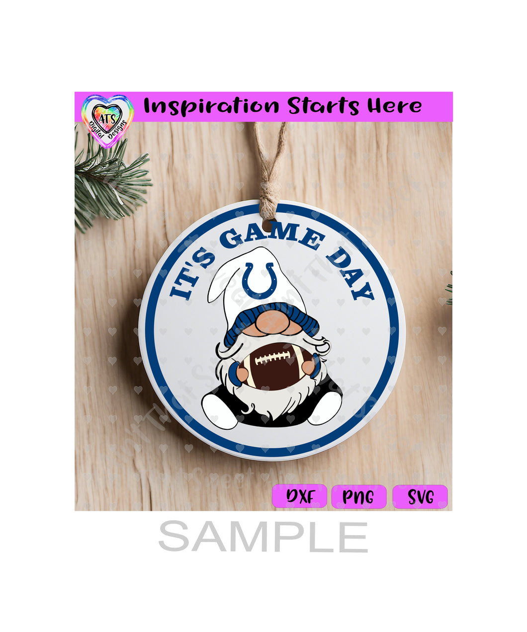 Football Gnome | Indianapolis | Great For Ornament, Sign or on a Shirt - Transparent PNG SVG DXF - Silhouette, Cricut, ScanNCut