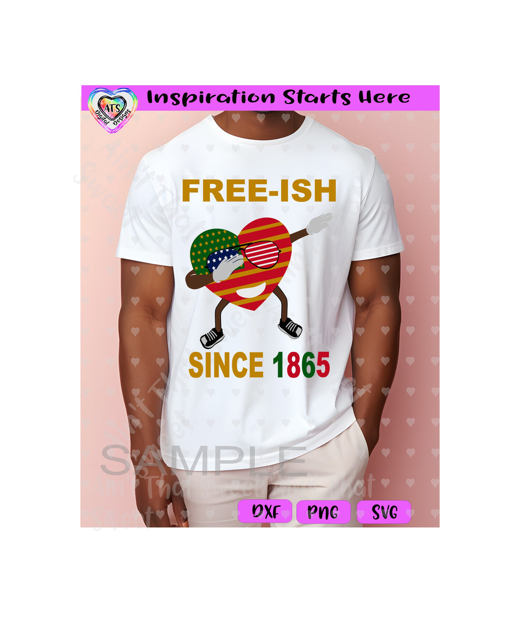 Juneteenth - FreeIsh Since 1865 | Dabbing Heart Aviator Sunglasses | Red Yellow Green - Transparent PNG, SVG  - Silhouette,Cricut,Scan N Cut
