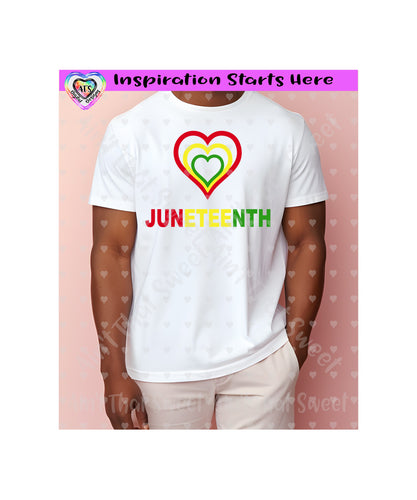 Juneteenth - Layered Hearts - Red Yellow Green - Transparent PNG SVG DXF - Silhouette, Cricut, ScanNCut