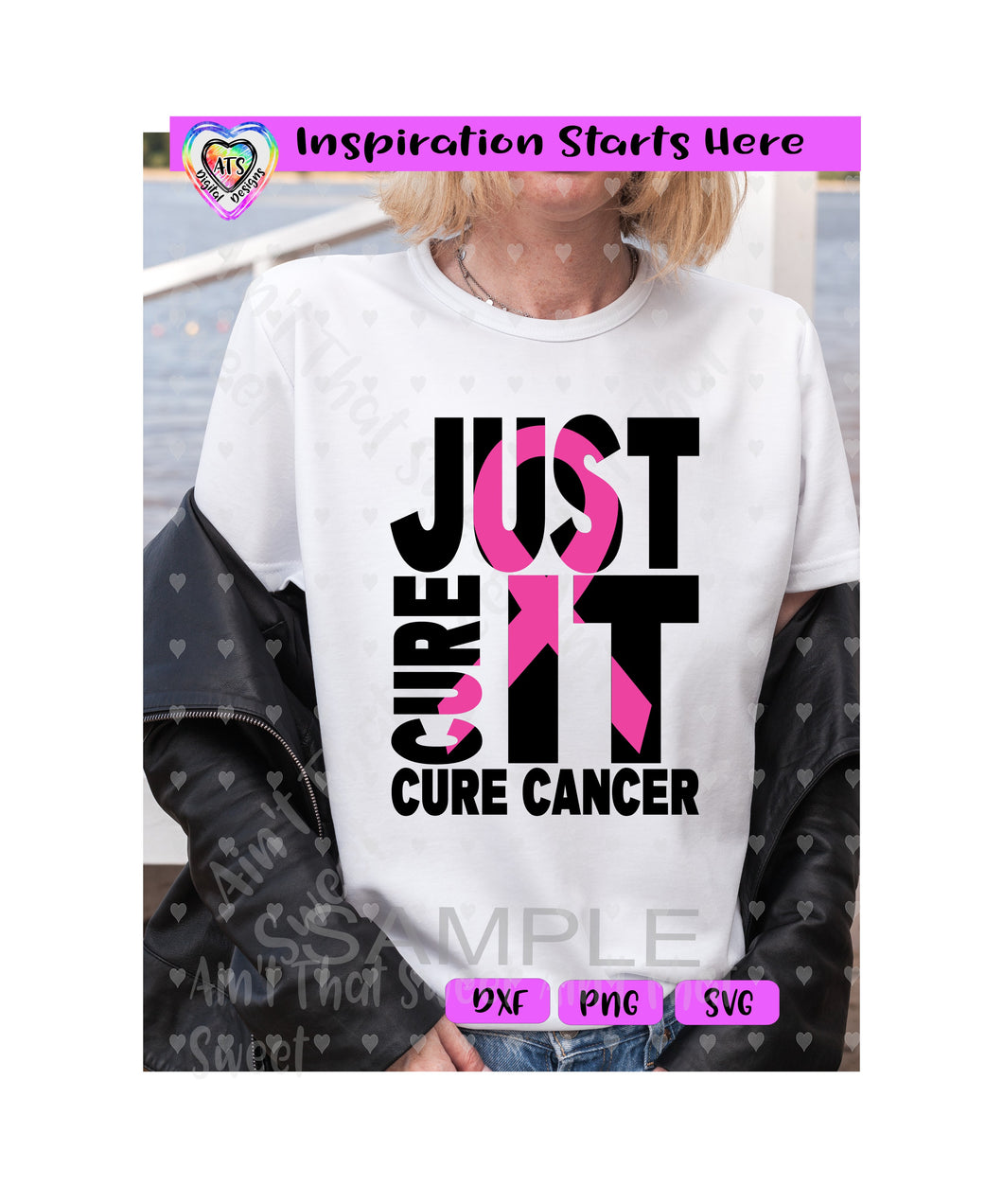 Just Cure It | Cancer | Pink Ribbon - Transparent PNG SVG DXF - Silhouette, Cricut, ScanNCut