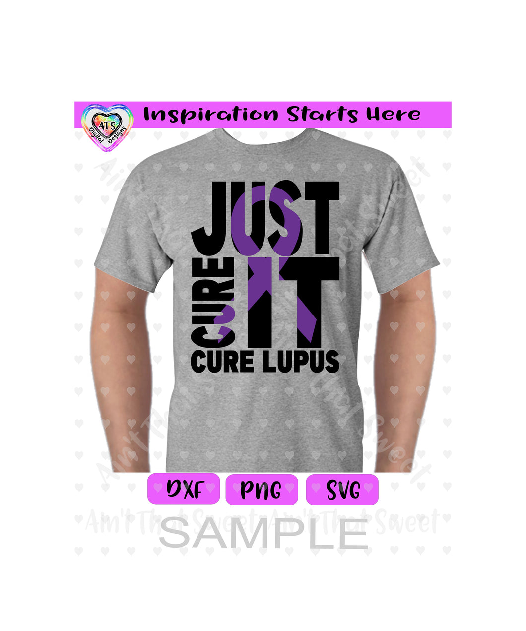 Just Cure It - Cure Lupus - Purple Ribbon - Transparent PNG SVG DXF - Silhouette, Cricut, ScanNCut