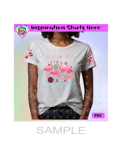 Let's Go Girls | Flamingos | Mirror Balls | Music Notes | Peace Symbols | Shoulder Images Included - Transparent PNG File Only - Silhouette, Cricut, ScanNCut