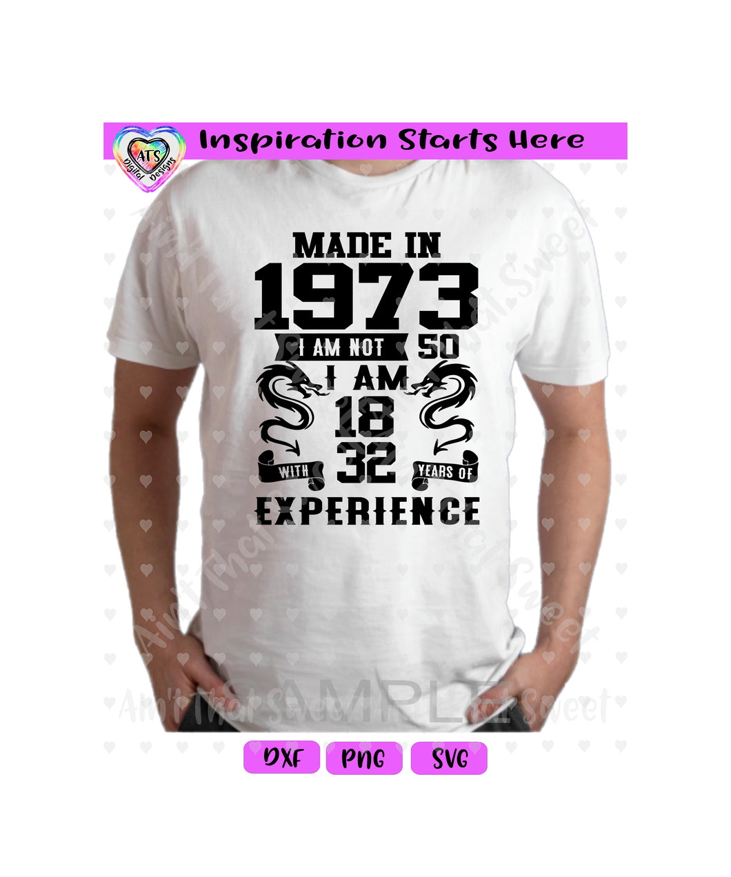 Made in 1973 | I am not 50 I am 18 With 32 Years Experience | Banners | Scrolls  (Based on 2023) - Transparent PNG, SVG, DXF  - Silhouette, Cricut, Scan N Cut