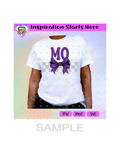 MO | Bow | Checkerboard Background - Transparent PNG, SVG, DXF - Silhouette, Cricut, ScanNCut