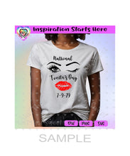 National Tonita's Day | 7-9-79 | Eyes Winking | Red Lips - Transparent PNG, SVG, DXF - Silhouette, Cricut, ScanNCut