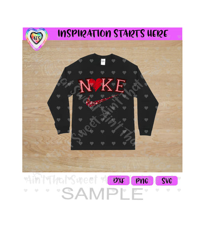Nike | Heart | Hearts in Swoosh - Transparent PNG, SVG, DXF - Silhouette, Cricut, ScanNCut