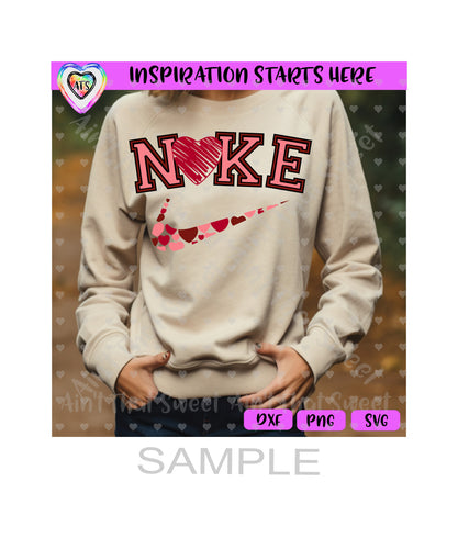 Nike | Heart | Hearts in Swoosh 2 - Transparent PNG, SVG, DXF - Silhouette, Cricut, ScanNCut