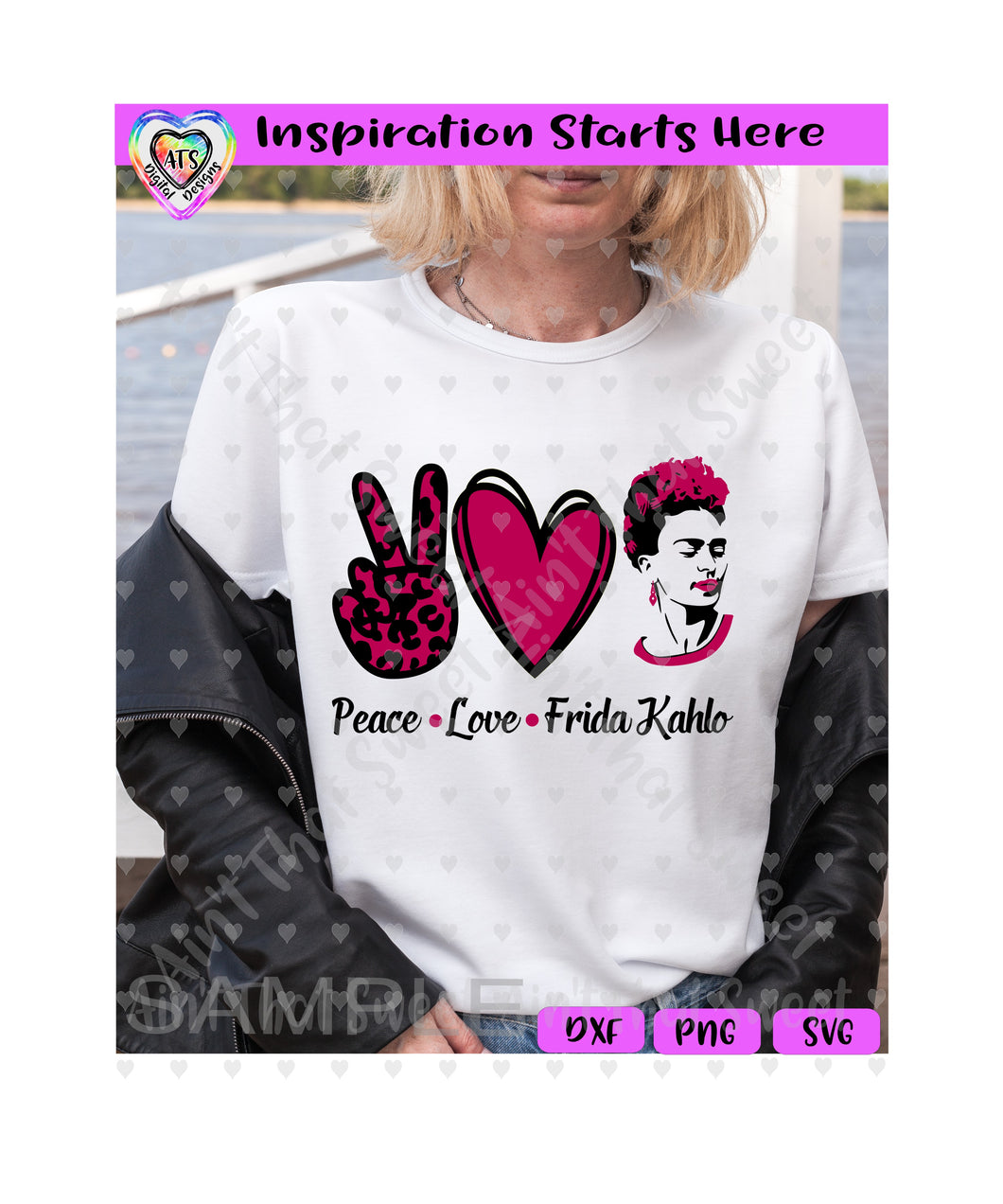 Frida Kahlo | Peace (Hand) | Love (Heart) | Frida Kahlo Image | Flowers - Transparent PNG SVG DXF - Silhouette, Cricut, ScanNCut