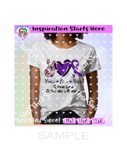 Peace Love (Heart) Hope | Systemic Lupus Awareness Ribbon (Purple) | Black wording/lettering - Transparent PNG, SVG, DXF - Silhouette, Cricut, ScanNCut