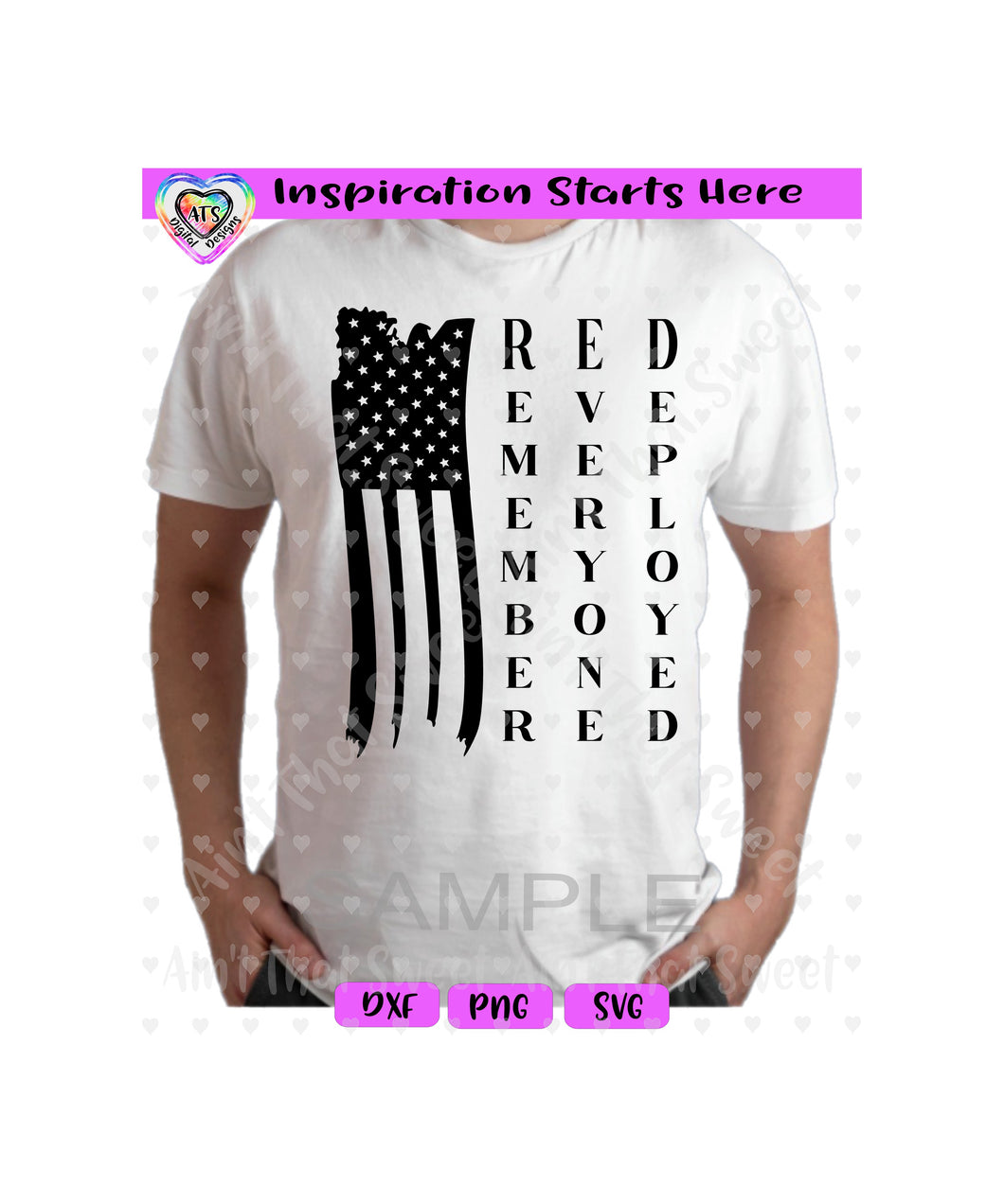 RED - Remember Everyone Deployed - Flag - Transparent PNG SVG DXF - Silhouette, Cricut, ScanNCut