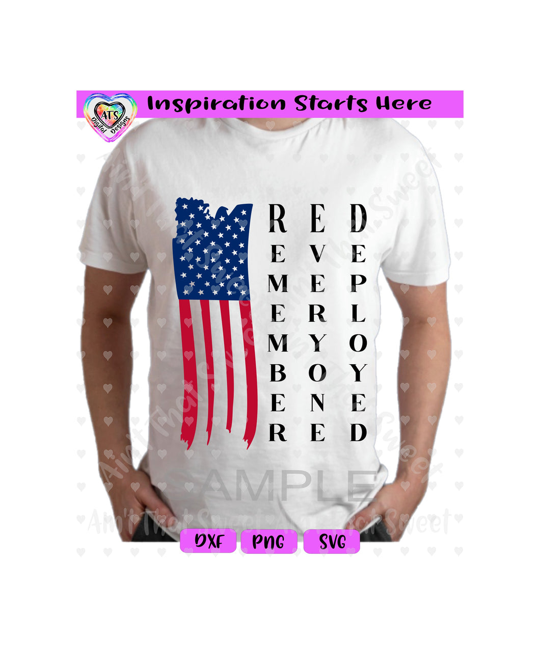 RED - Remember Everyone Deployed - Flag, VS2 (Colored Flag) - Transparent PNG SVG DXF - Silhouette, Cricut, ScanNCut