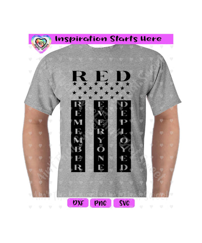 RED - Remember Everyone Deployed | Stars - Transparent PNG SVG DXF - Silhouette, Cricut, ScanNCut