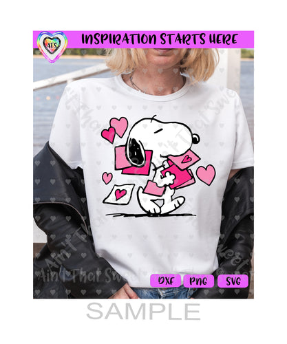 Snoopy | Envelopes | Hearts - Transparent PNG, SVG, DXF - Silhouette, Cricut, ScanNCut
