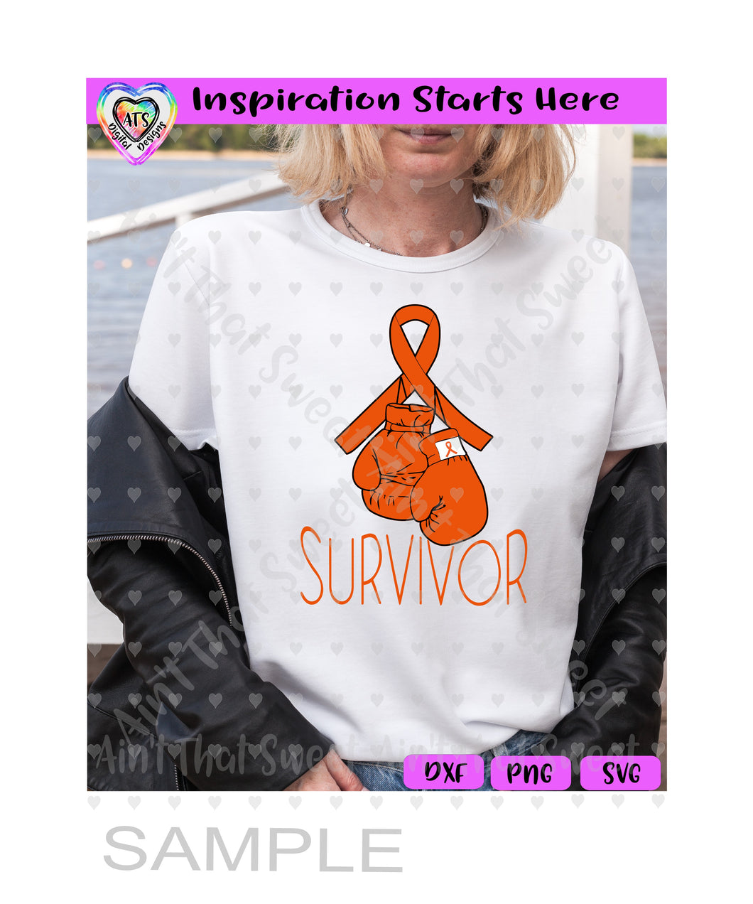 Survivor | Boxing Gloves | Orange Awareness Ribbon | Leukemia Awareness - Transparent PNG SVG DXF - Silhouette, Cricut, ScanNCut