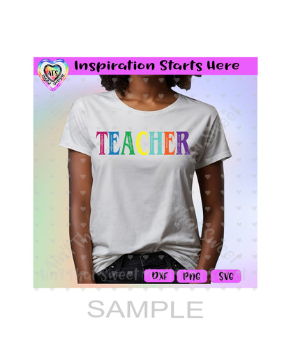 Teacher - Descriptive Words - Colorful - Transparent PNG, SVG, DXF - Silhouette, Cricut, ScanNCut