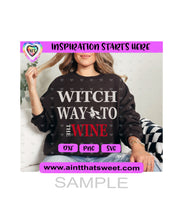 Witch Way To The Wine | Witch Riding Broom - Transparent PNG, SVG, DXF - Silhouette, Cricut, ScanNCut