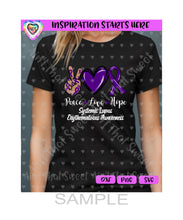 Peace Love (Heart) Hope | Systemic Lupus Awareness Ribbon (Purple) | White wording/lettering - Transparent PNG, SVG, DXF - Silhouette, Cricut, ScanNCut