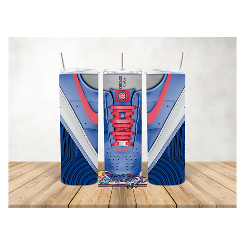 Chicago Cubs #1 Fan Sneaker Tumbler - 20oz Decorated Skinny Tumbler