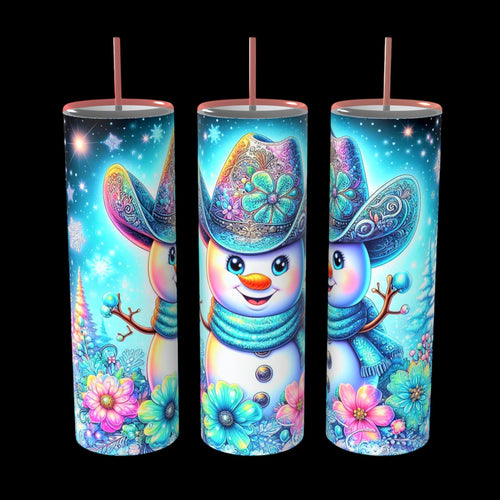 Snowman Cowboy - 20oz Decorated Skinny Tumbler