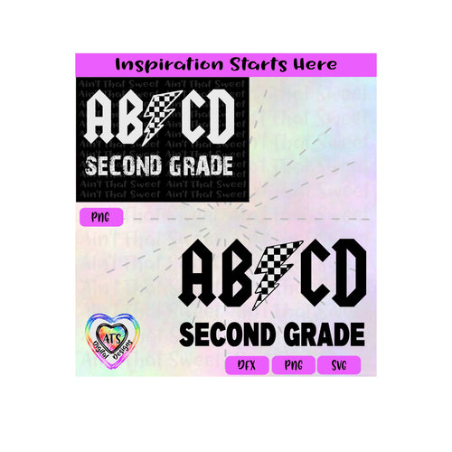 ABCD Second Grade | Lightning Bold | Racing Flag Pattern - Transparent PNG, SVG, DXF - Silhouette, Cricut, ScanNCut