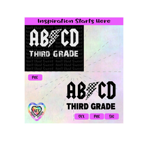 ABCD Third Grade | Lightning Bold | Racing Flag Pattern - Transparent PNG, SVG, DXF - Silhouette, Cricut, ScanNCut