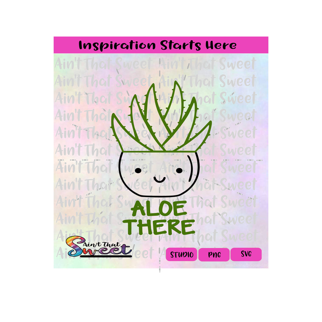 Aloe There | Aloe Plant In Pot - Transparent PNG, SVG  - Silhouette, Cricut, Scan N Cut
