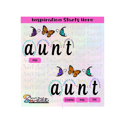Aunt | Butterflies | Expression Of God's Love-Unique & Special-Nobody Can Replace -Transparent PNG, SVG  - Silhouette, Cricut, Scan N Cut