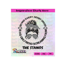 Behind Every Derby Racer Is Girlfriend Screaming From Stands | Messy Bun | Racing Flags - Transparent PNG, SVG -Silhouette,Cricut,Scan N Cut