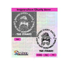 Behind Every Racer Is His Aunt Screaming From The Stands | Messy Bun | Bandana | Sunglasses | Racing Flags - Transparent PNG, SVG  - Silhouette, Cricut, Scan N Cut