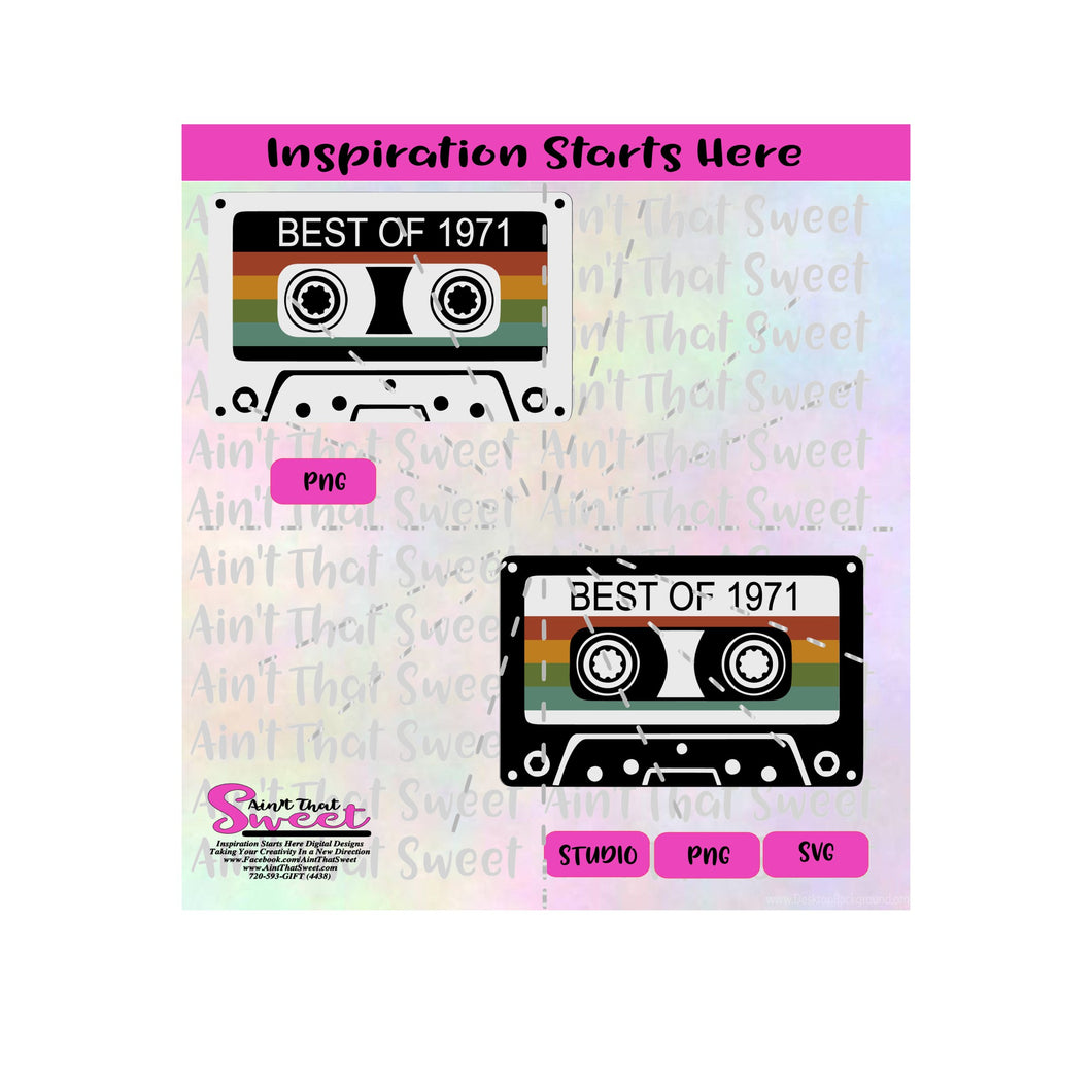 Best of 1971 Cassette Tape (Solid Background) - Transparent PNG, SVG  - Silhouette, Cricut, Scan N Cut