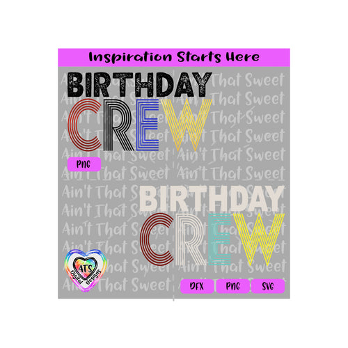 Birthday Crew | Vintage 1974 | Five Line Font (Two Shirt Design) - Transparent PNG SVG DXF - Silhouette, Cricut, ScanNCut