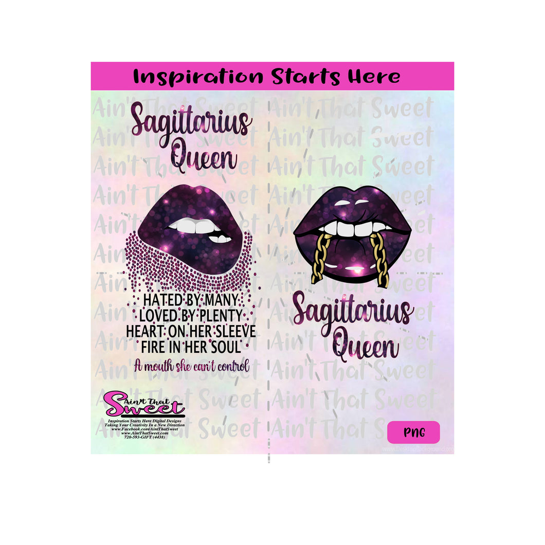 Biting Lips-Shiny Purple-Sagittarius Queen-20oz Skinny Tumbler Design - 1 PNG Only (1 File) - Sublimation, Printing, Waterslide
