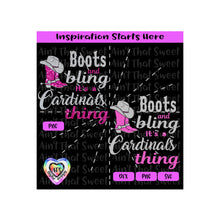 Boots and Bling | It's a Cardinals Thing | Cowboy Hat & Boot | Breast Cancer Support - Transparent PNG SVG DXF -Silhouette, Cricut, ScanNCut