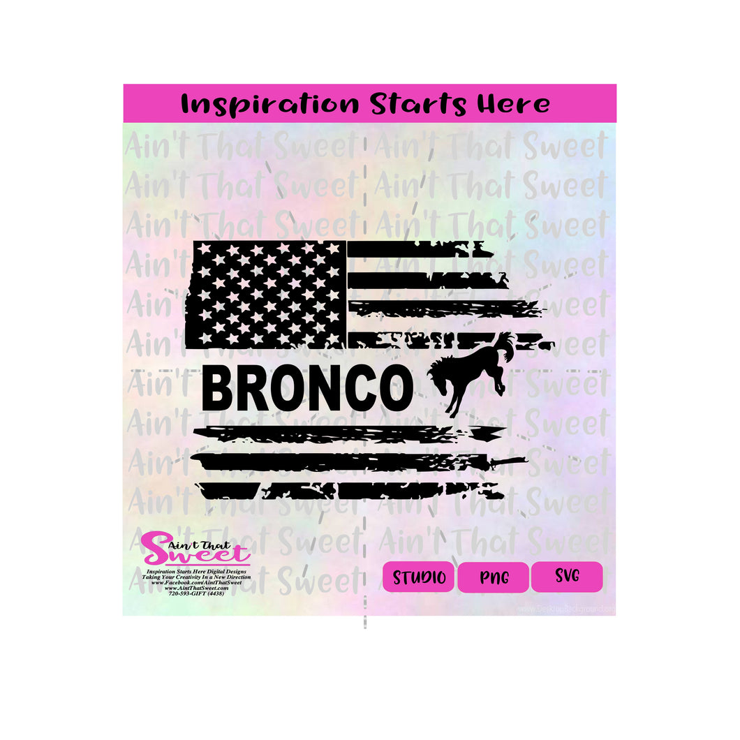 Bronco Flag | Distressed | Horizontal - Transparent PNG, SVG  - Silhouette, Cricut, Scan N Cut