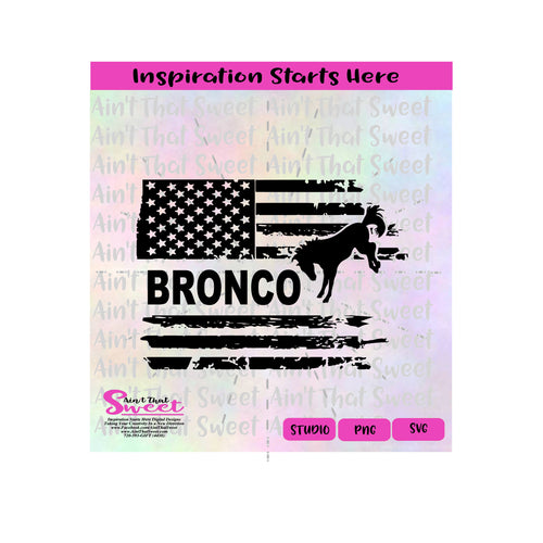 Bronco Flag | Distressed | Horizontal, VS2 - Transparent PNG, SVG  - Silhouette, Cricut, Scan N Cut