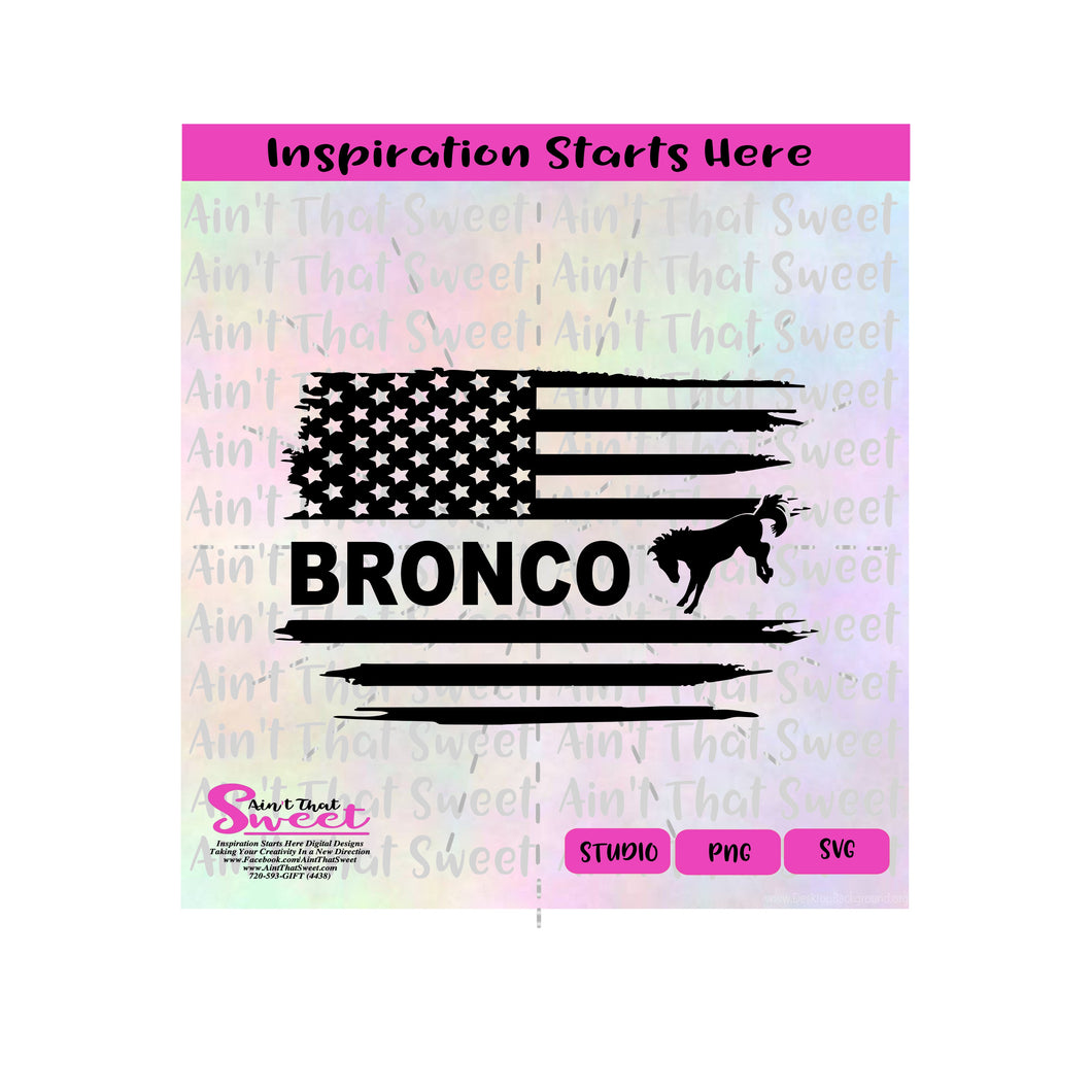 Bronco Flag | Horizontal - Transparent PNG, SVG  - Silhouette, Cricut, Scan N Cut
