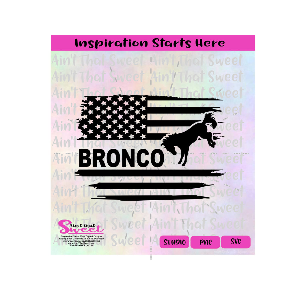 Bronco Flag | Horizontal, VS2 - Transparent PNG, SVG  - Silhouette, Cricut, Scan N Cut
