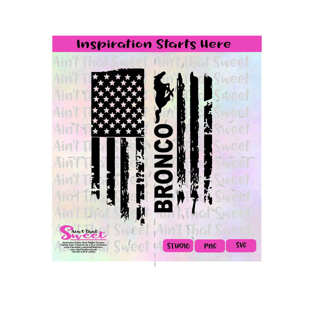 Bronco Flag | Distressed | Vertical - Transparent PNG, SVG  - Silhouette, Cricut, Scan N Cut