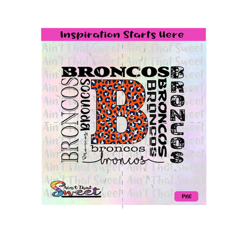 Broncos | Subway WordArt | 20oz Skinny Tumbler Design - 1 PNG Only (1 File) - Sublimation, Printing, Waterslide