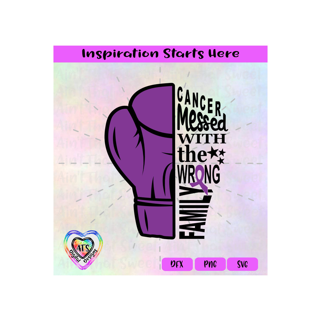 Cancer Messed With The Wrong Family | Boxing Glove | Ribbon | Pancreatic Cancer - Transparent PNG SVG DXF - Silhouette, Cricut, ScanNCut