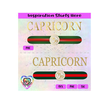 Capricorn | Horoscope | Red and Green Stripes - Transparent PNG SVG DXF - Silhouette, Cricut, Scan N Cut