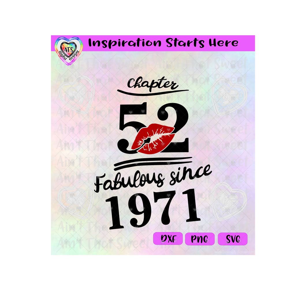 Chapter 52 | Fabulous Since 1971 | Lips (Based on 2023) | Lips - Transparent PNG SVG, DXF - Silhouette, Cricut, ScanNCut