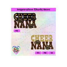 Cheer Nana | Poms | Leopard Pattern - Transparent PNG SVG DXF - Silhouette, Cricut, ScanNCut