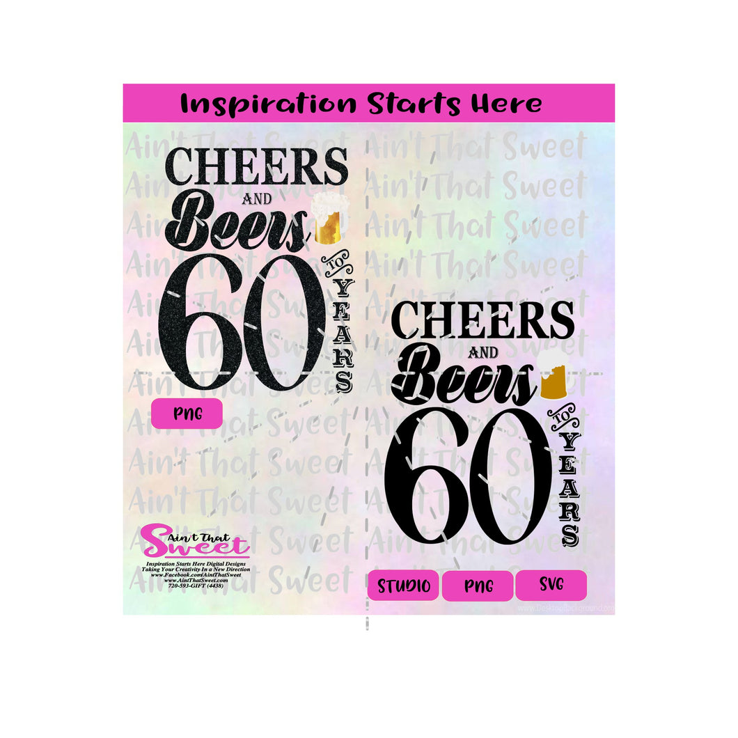 Cheers And Beers To 60 Years | Beer Stein - Transparent PNG, SVG  - Silhouette, Cricut, Scan N Cut